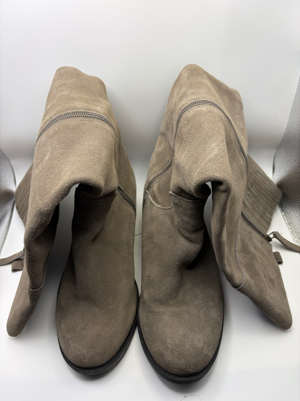 Torrid Knee High Gray Suede Boots